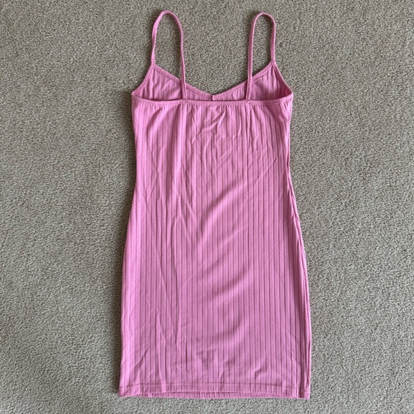 Pink Ribbed Spaghetti Strap Dress - Picture 2 of 2